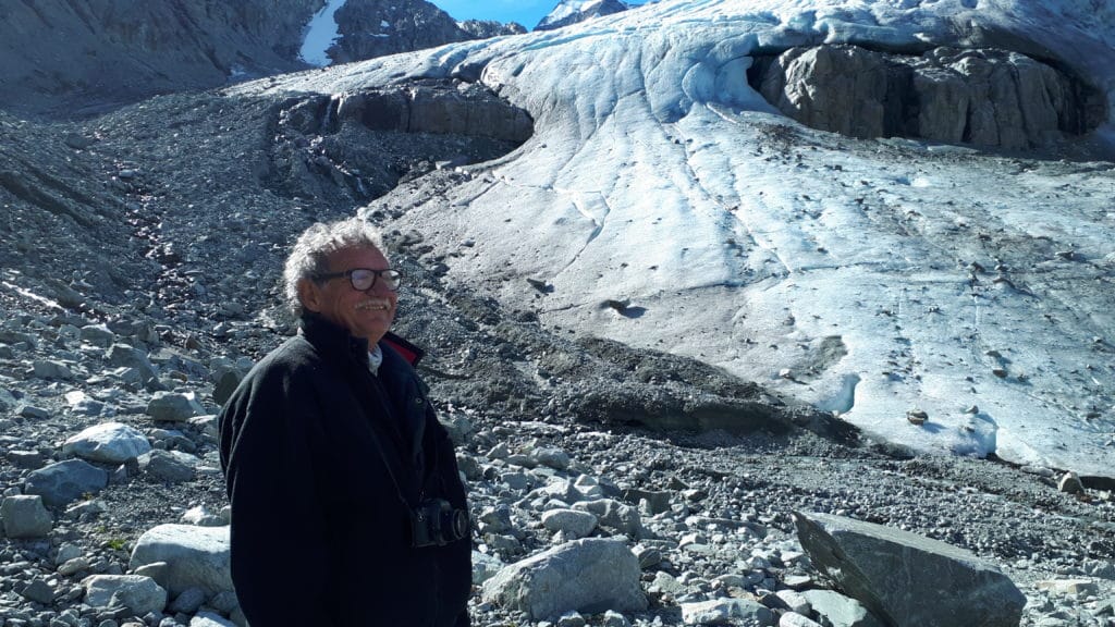 Karl Ricker with glacier